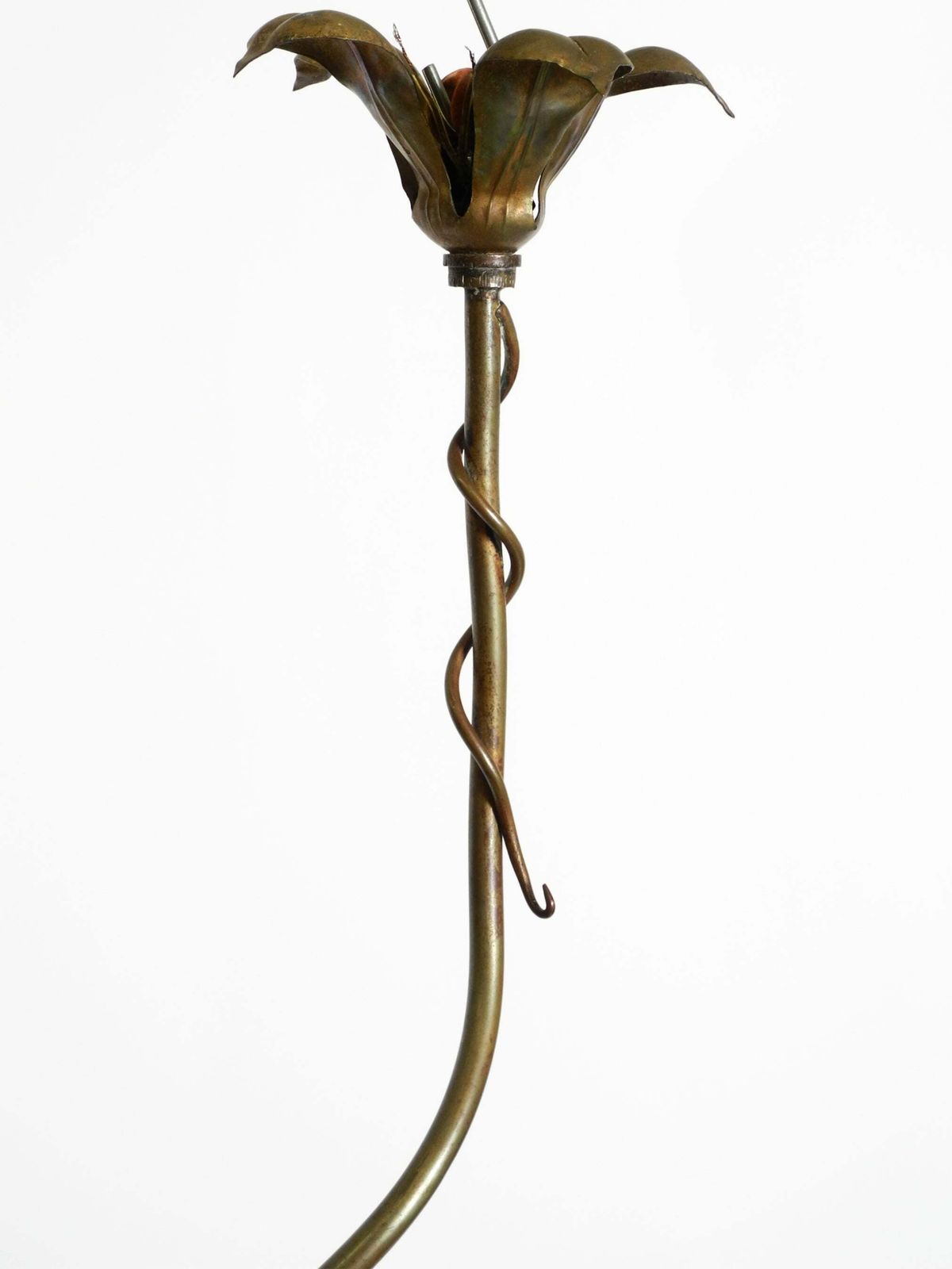 photo vintage Floral Bronze And Glass Ceiling Lamp From The 1930s, Signed By Daum Nancy France