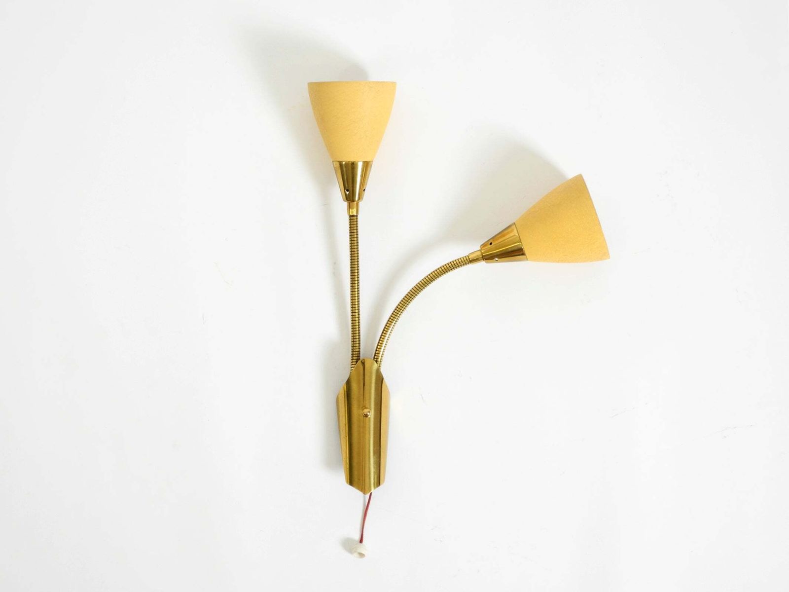 1950s Brass Wall Lamp With A Gooseneck And Double Shade By Cosack Lechten photo for sale