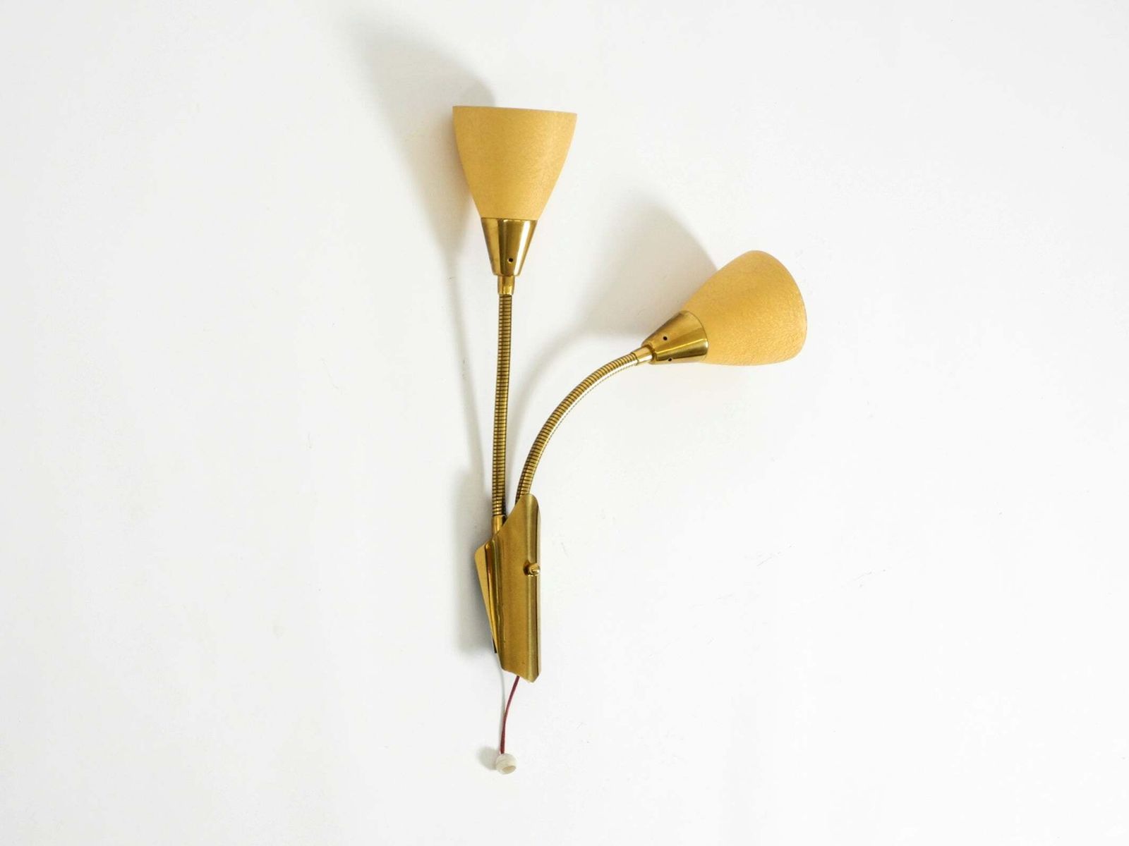 1950s Brass Wall Lamp With A Gooseneck And Double Shade By Cosack Lechten photo vintage