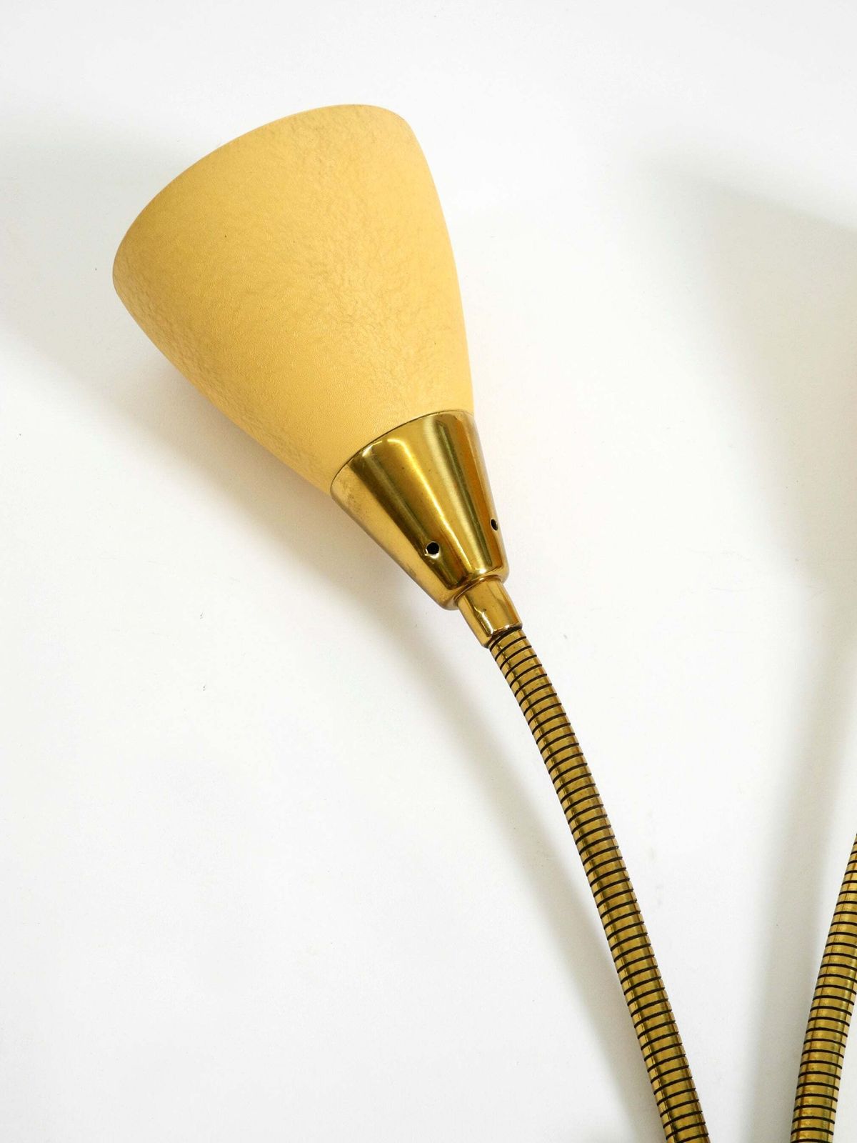 photo for sale 1950s Brass Wall Lamp With A Gooseneck And Double Shade By Cosack Lechten