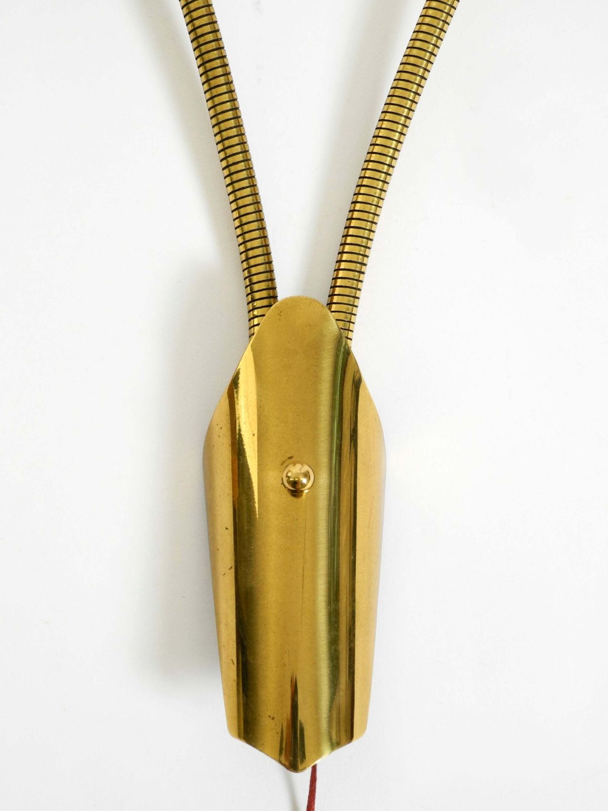 photo vintage 1950s Brass Wall Lamp With A Gooseneck And Double Shade By Cosack Lechten