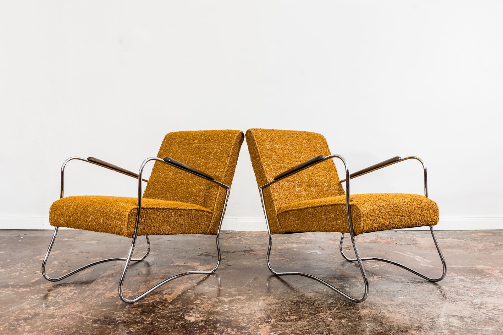 photo vinterior Bauhaus stijl fauteuils, jaren 1950, Polen, set van 2