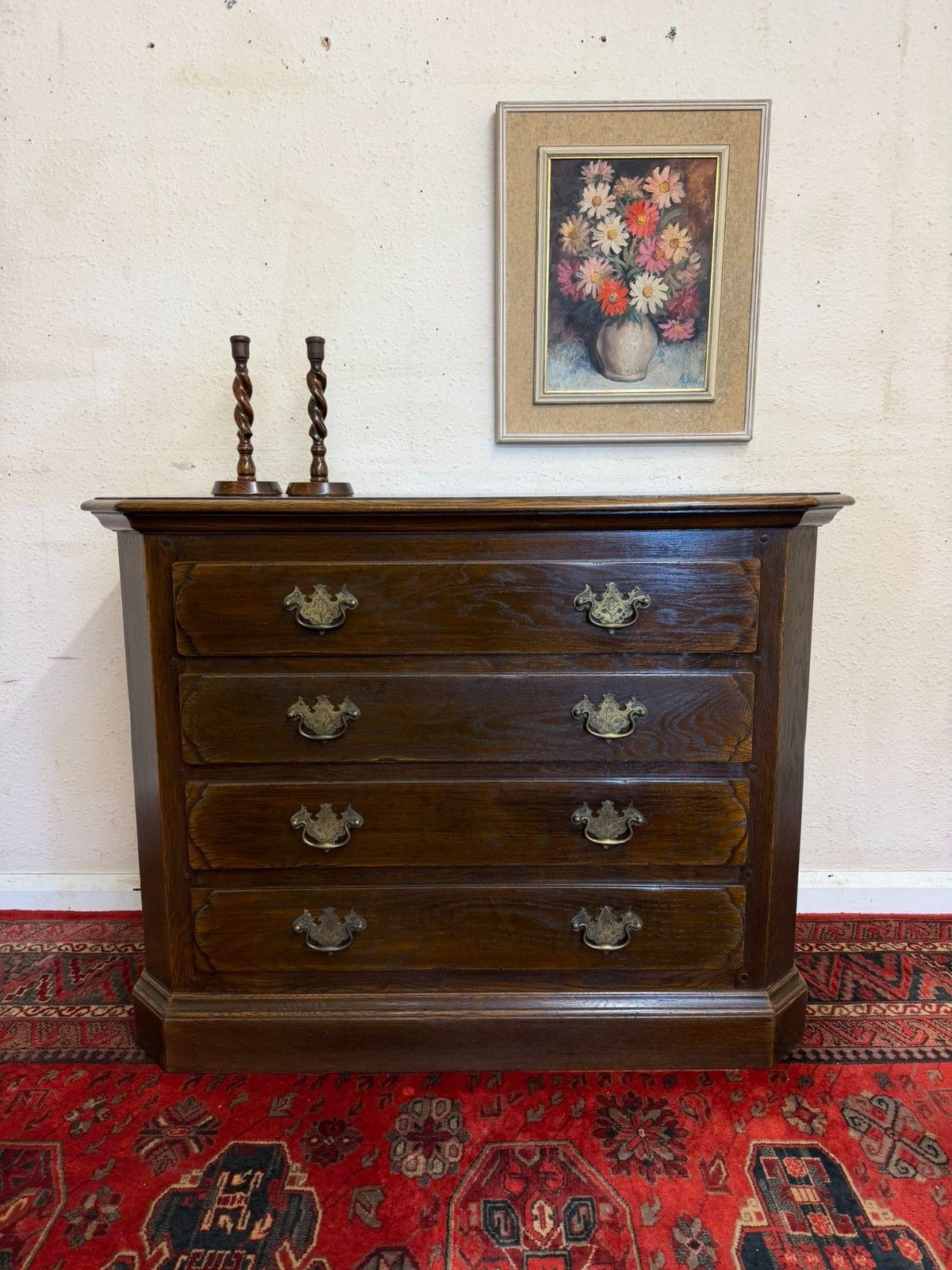 Outstanding Quality Oak Chest Of Four Drawers photo for sale