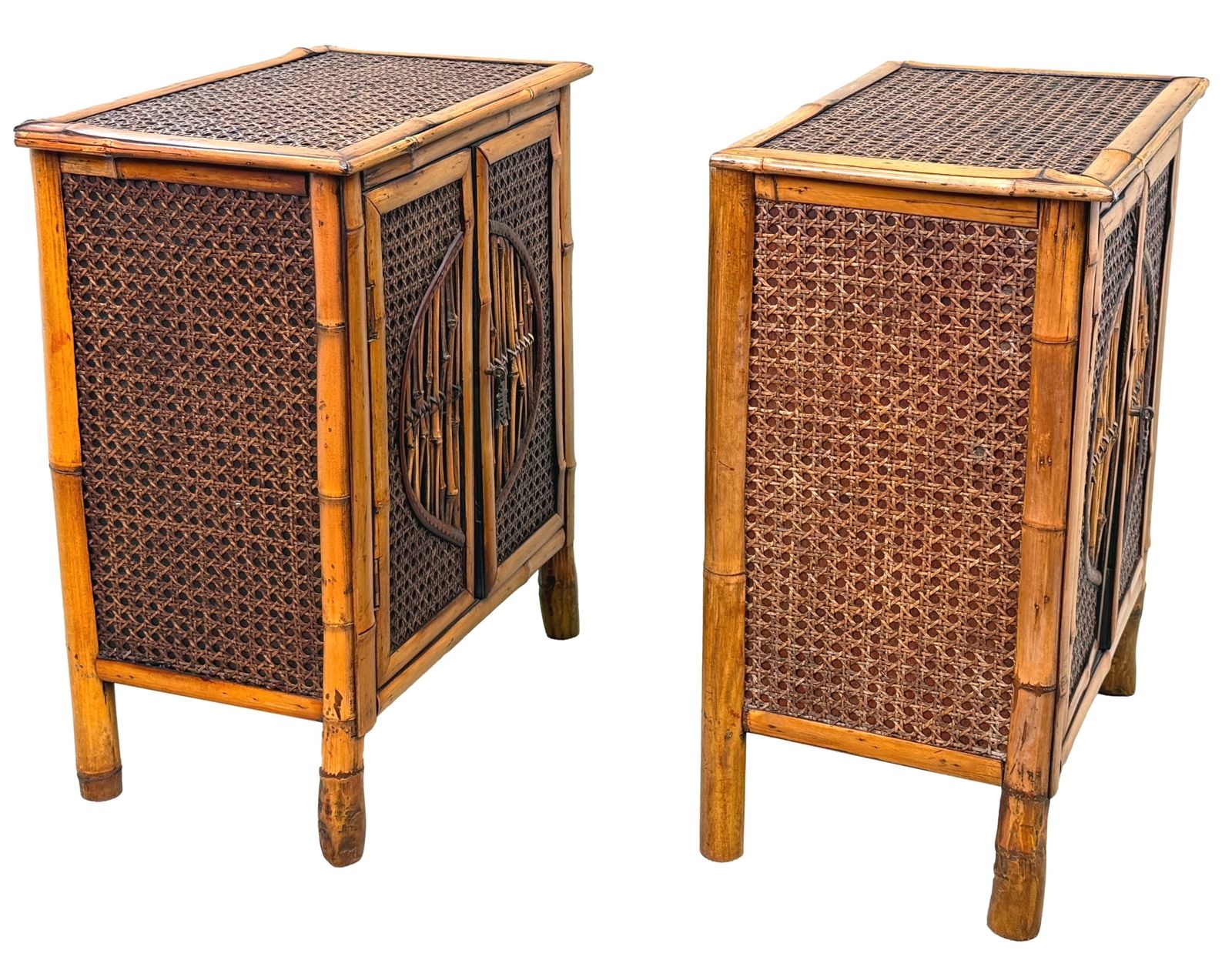 Zeldzaam paar miniatuur bamboe kastjes voor op tafel, Aesthetic Movement, ca. 1880 (laat 19e eeuw) photo for sale