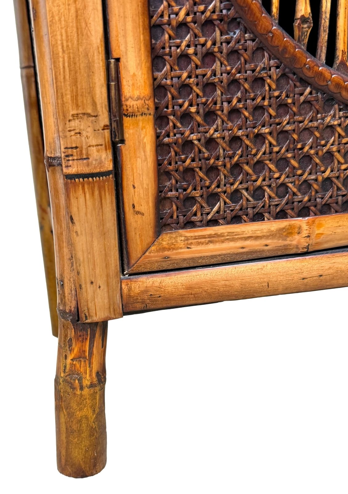 Rare Pair Of Late 19th Century Miniature Table Top Bamboo Cupboards, Aesthetic Design (Circa 1880) photo vinterior