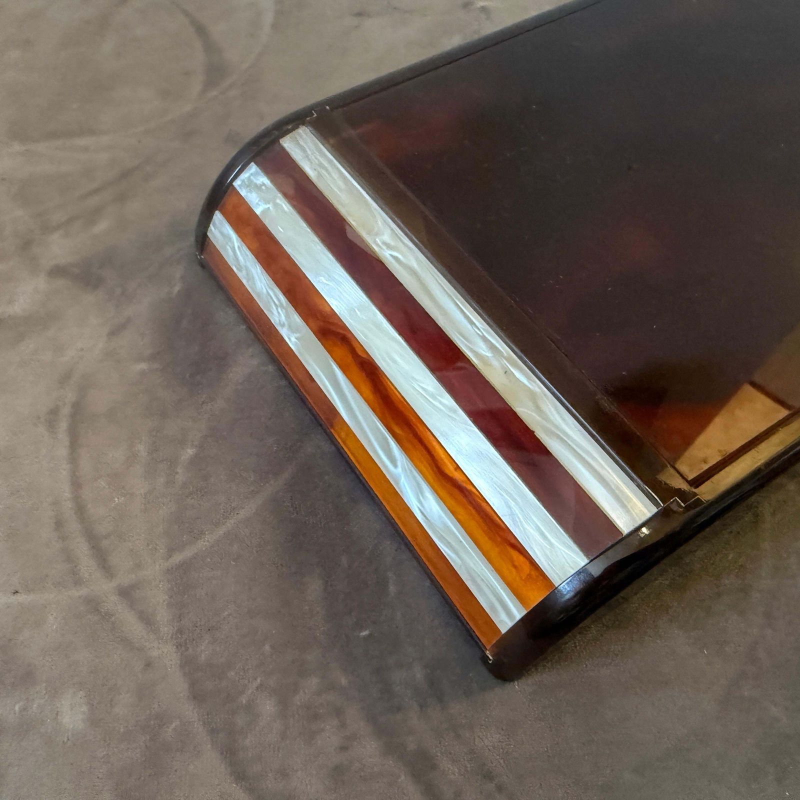 1970s Mid Century Modern Faux Tortoiseshell Lucite Games Box By Renzo Romagnoli photo for sale