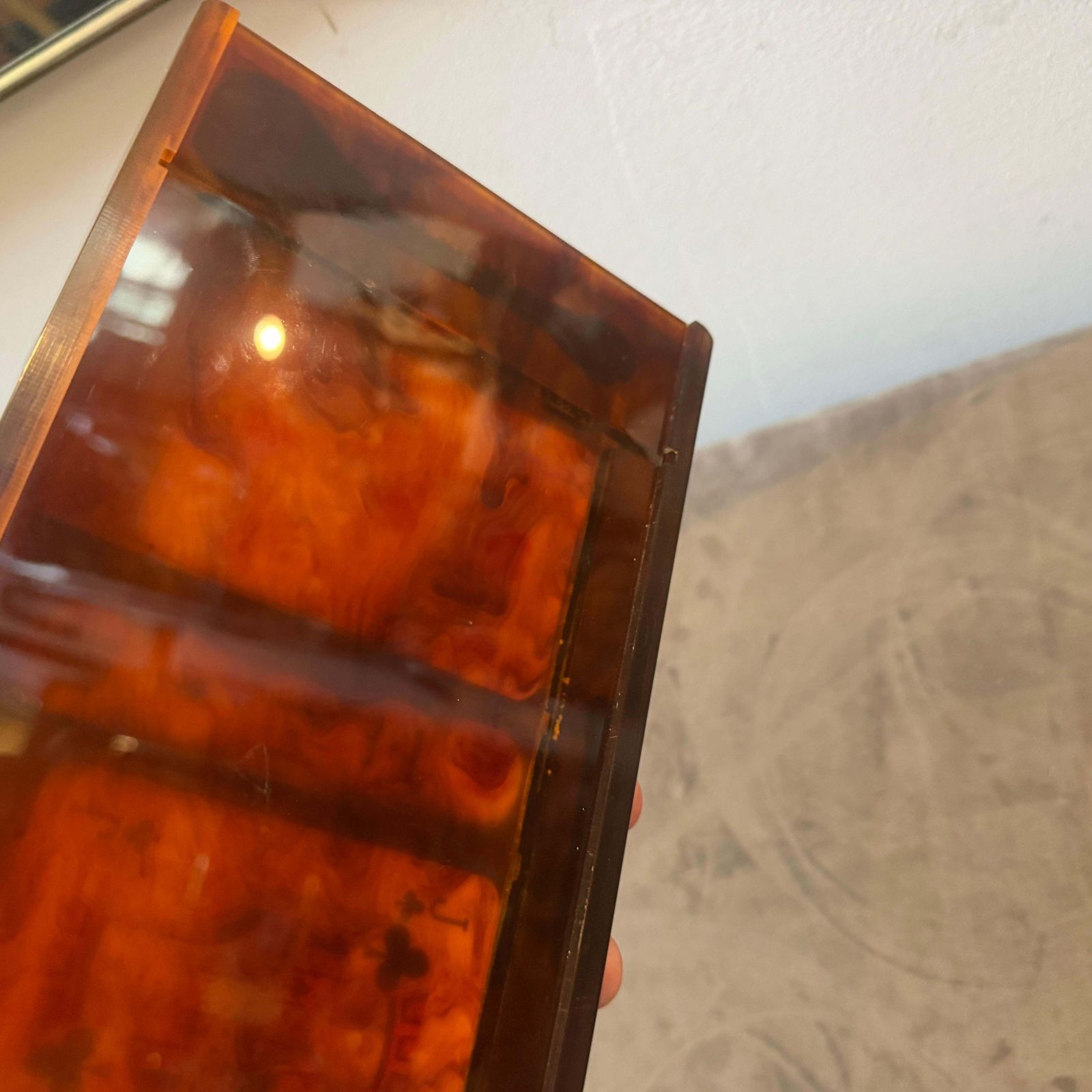 659.0 1970s Mid Century Modern Faux Tortoiseshell Lucite Games Box By Renzo Romagnoli photo