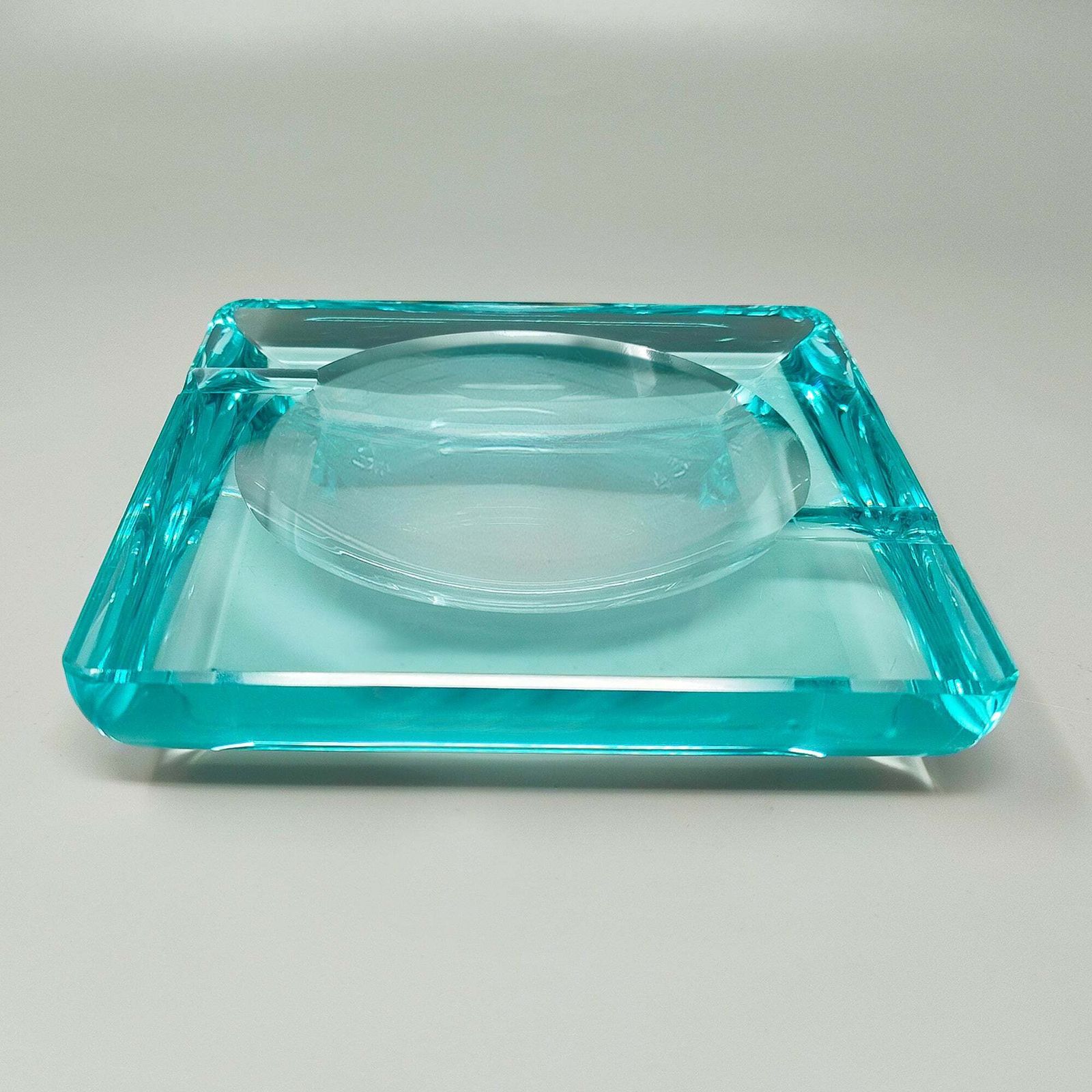 1970s Mid Century Aquamarine Ashtray By Fontana Arte. Made In Italy photo 435.0