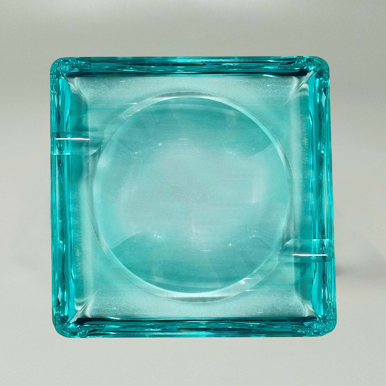 Cendrier mid-century aquamarine Fontana Arte, années 1970. Fabriqué en Italie photo vinterior