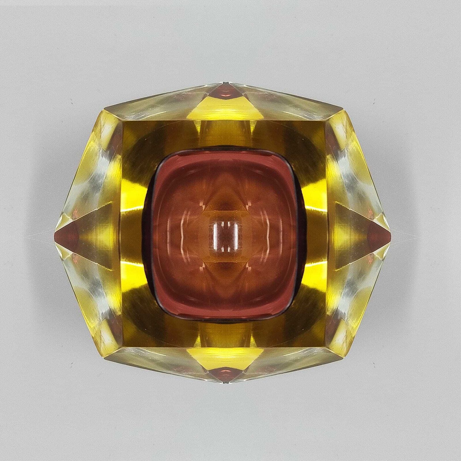 1960s Gorgeous Amber And Yellow Ashtray Or Catchall By Flavio Poli For Seguso Made In Italy photo 290.0