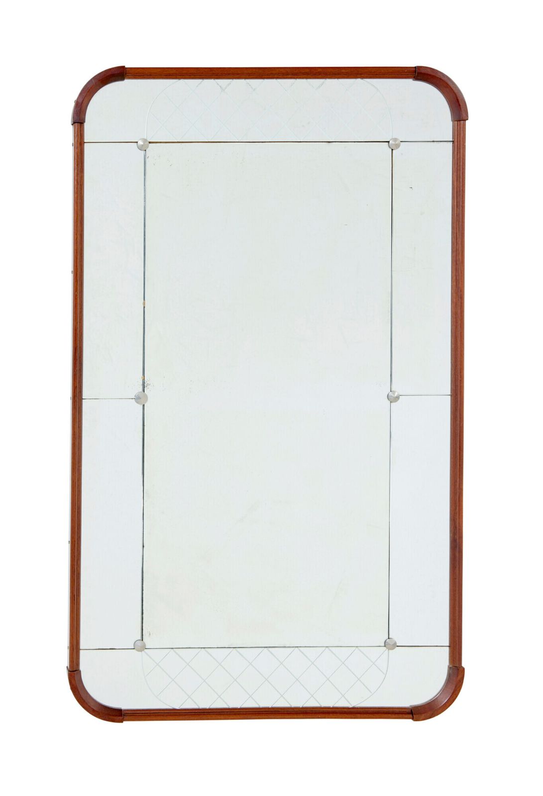 Zweedse Mid-Century spiegel met bewerkt glas van Glas & Tra