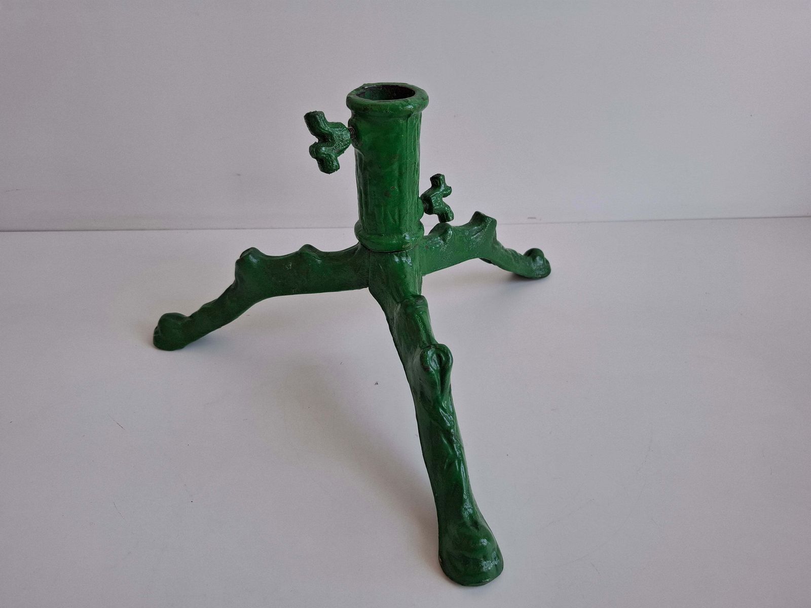 photo for sale Vintage Czechoslovakian Folding Cast Iron Christmas Tree Stand, Green