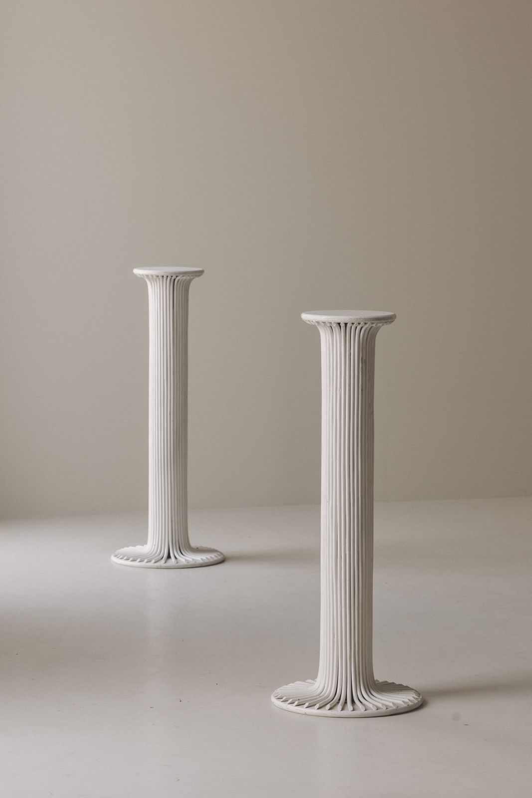 Pair Of Sculptural Bamboo Pedestals From Italy, Dating To The 1960s photo vinterior