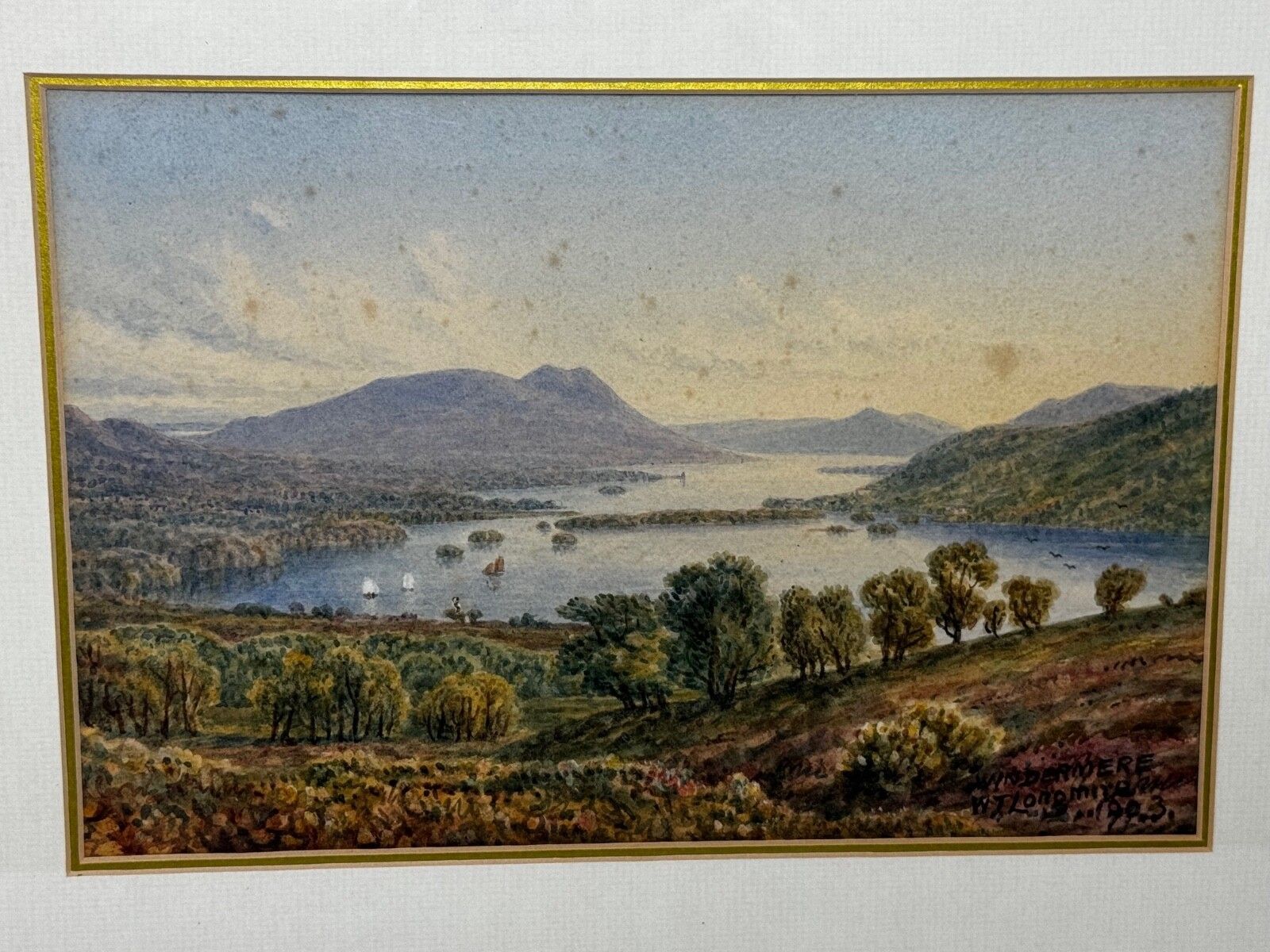 photo furniture William Taylor Longmire, Windermere, aquarel met uitzicht op de Langdale Pikes