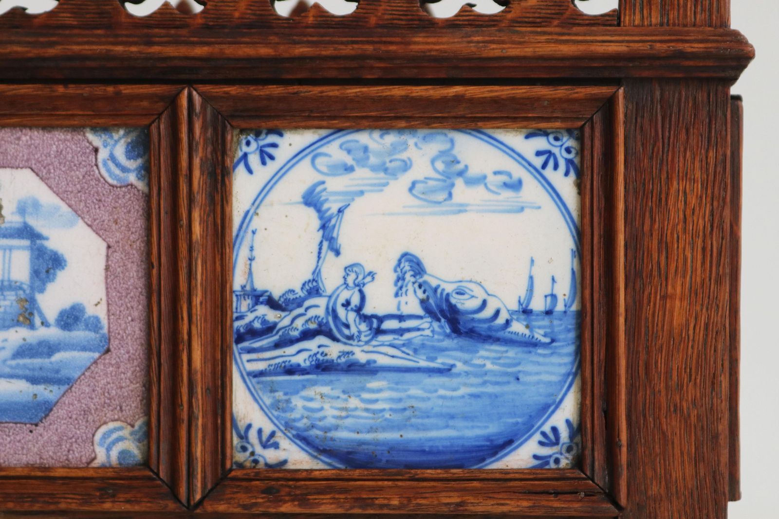 Pair Of 19th Century Dutch Planters With 17th Century Delft Tiles Oak Jardiniere. photo 7558.0