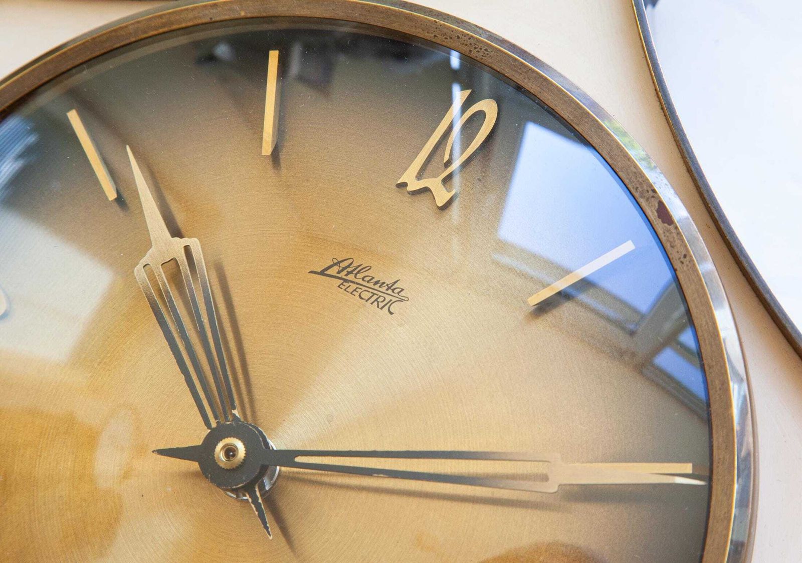 Mid Century Atlanta Brass Wall Clock Art Deco Germany Junghans Atomic Modernism 1960s photo 268.0