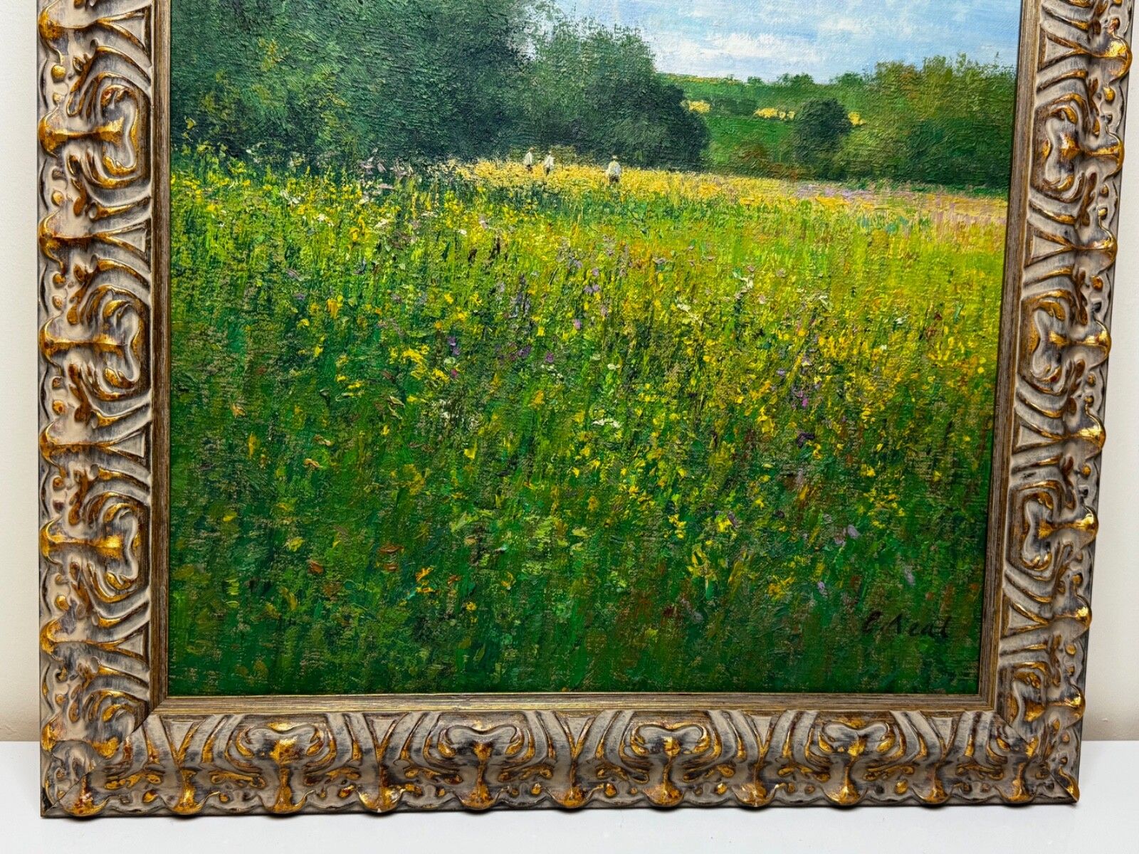 Landschapsschilderij in olieverf, Banks of the Wye, Coppett Hill, gesigneerd door Charles Neal photo 4900.0