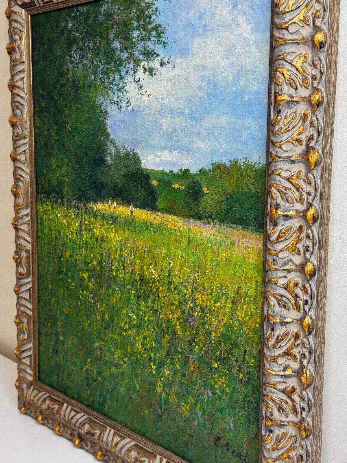 photo furniture Landscape Oil Painting Banks Of The Wye, Coppett Hill Signed By Charles Neal