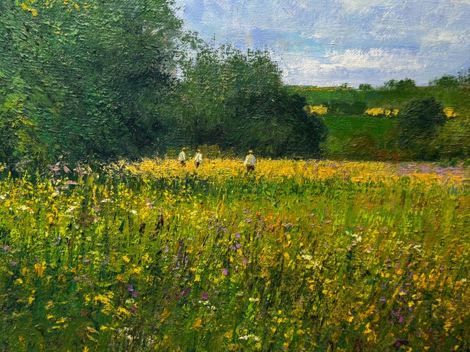 Kunst Landschapsschilderij in olieverf, Banks of the Wye, Coppett Hill, gesigneerd door Charles Neal photo