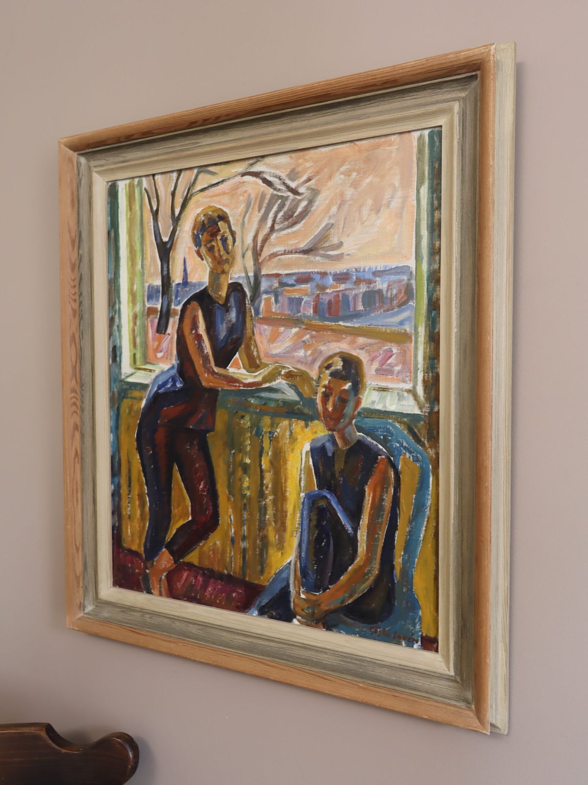 Figuren bij het raam, olieverf op doek photo for sale