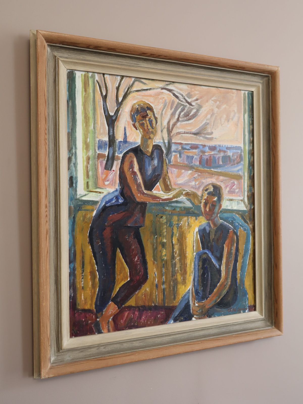 Figuren bij het raam, olieverf op doek photo Bouwonderdelen