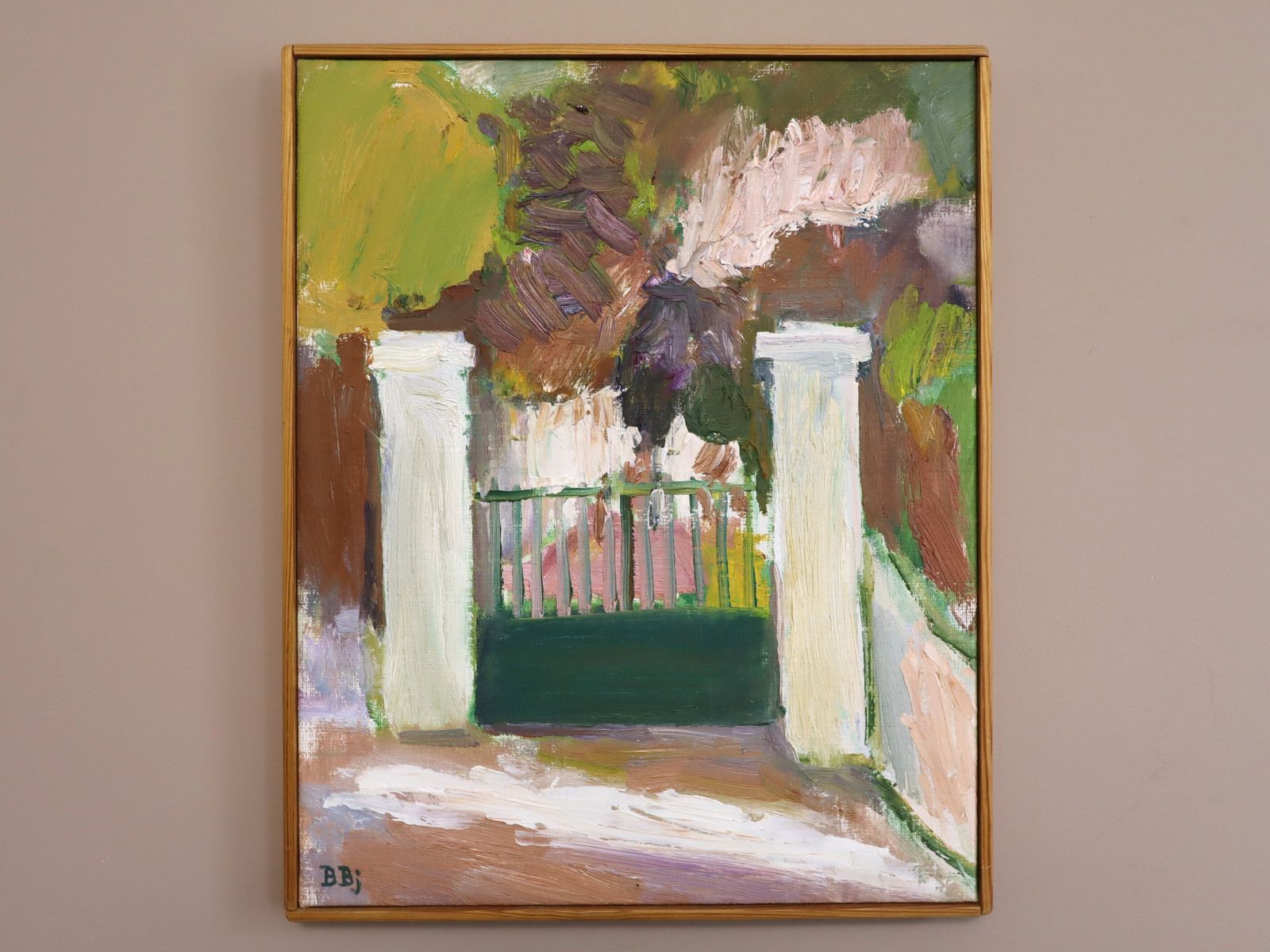 The Green Gate, In Oil Onto Canvas Mid 20th Century