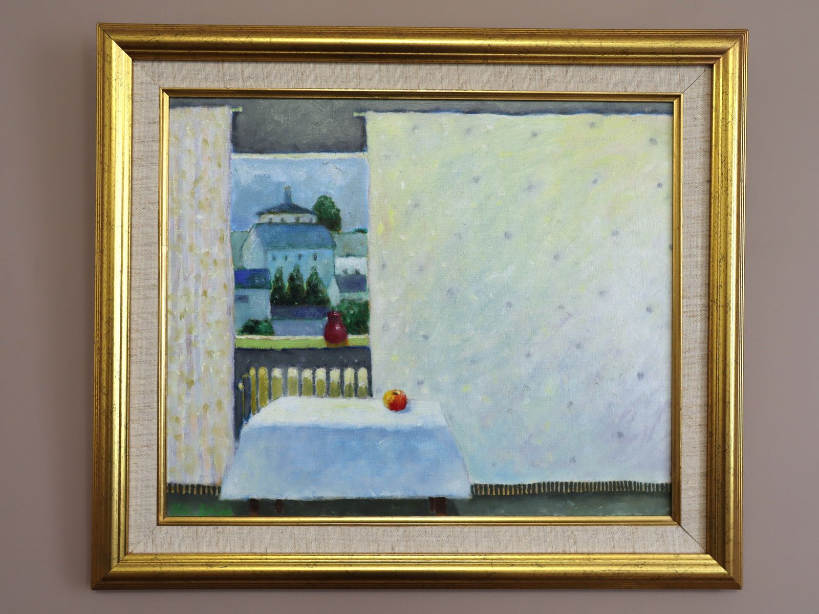 Room With A View, In Oil Onto Canvas Mid 20th Century