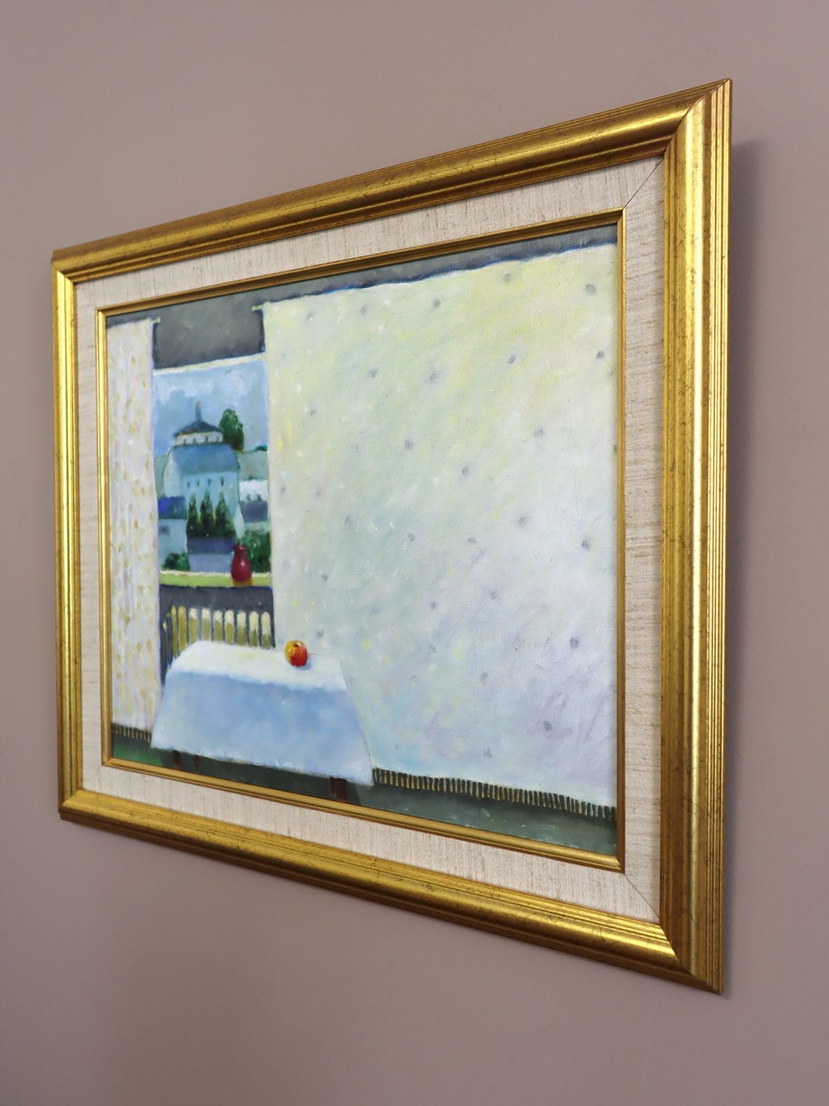Room With A View, In Oil Onto Canvas Mid 20th Century photo for sale