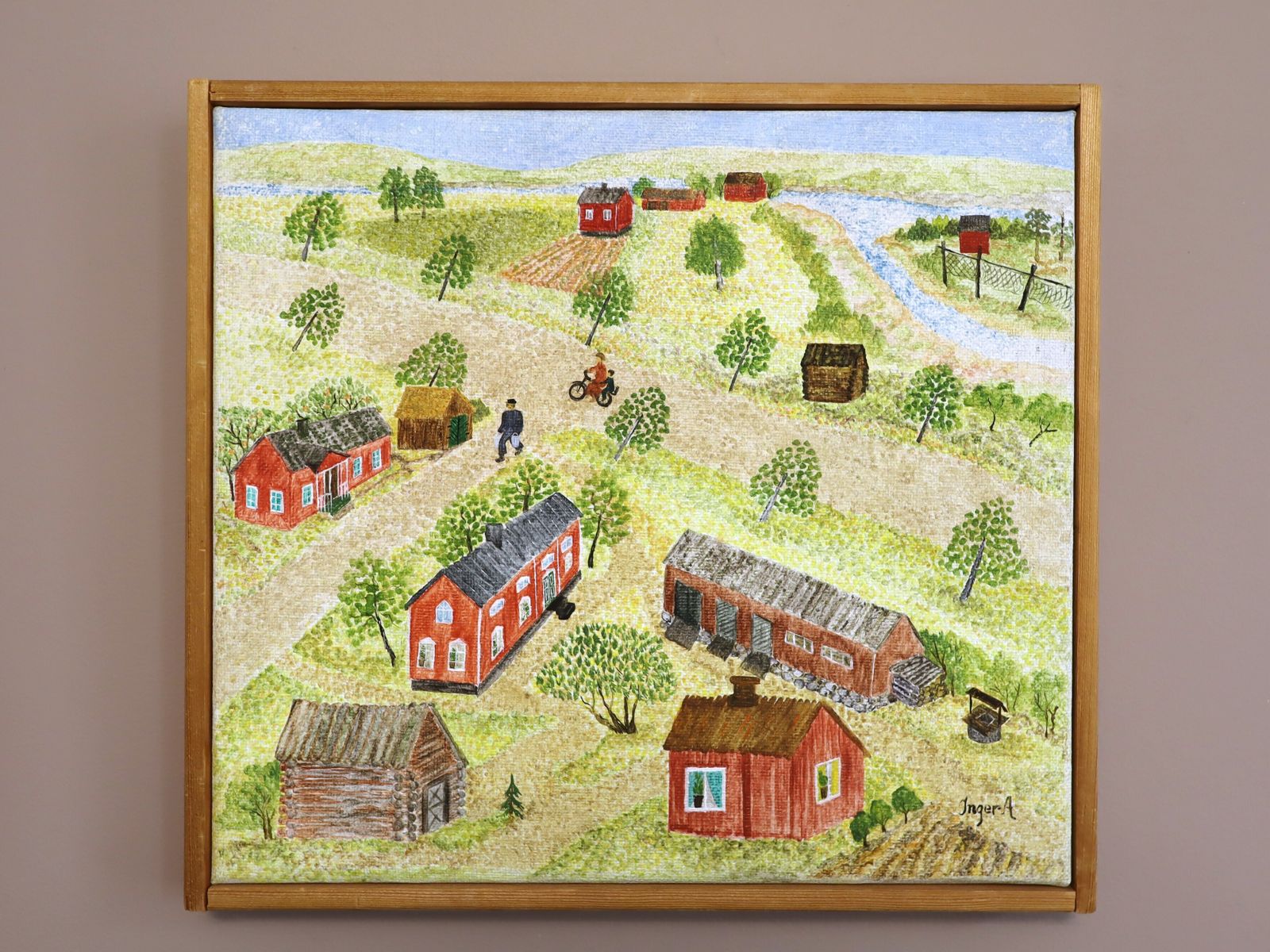 Kleine Rode Huisjes, Olieverf op Doek, Midden 20e Eeuw