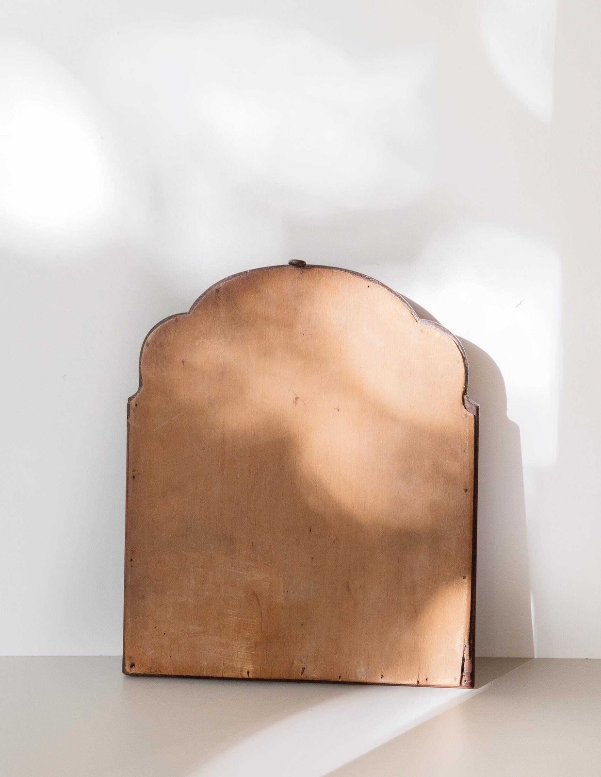 Antique Dutch Arched Wall Mirror   Scalloped Mahogany Wooden Frame   Small Art Nouveau Mirror   Early 1900s photo Home Decor