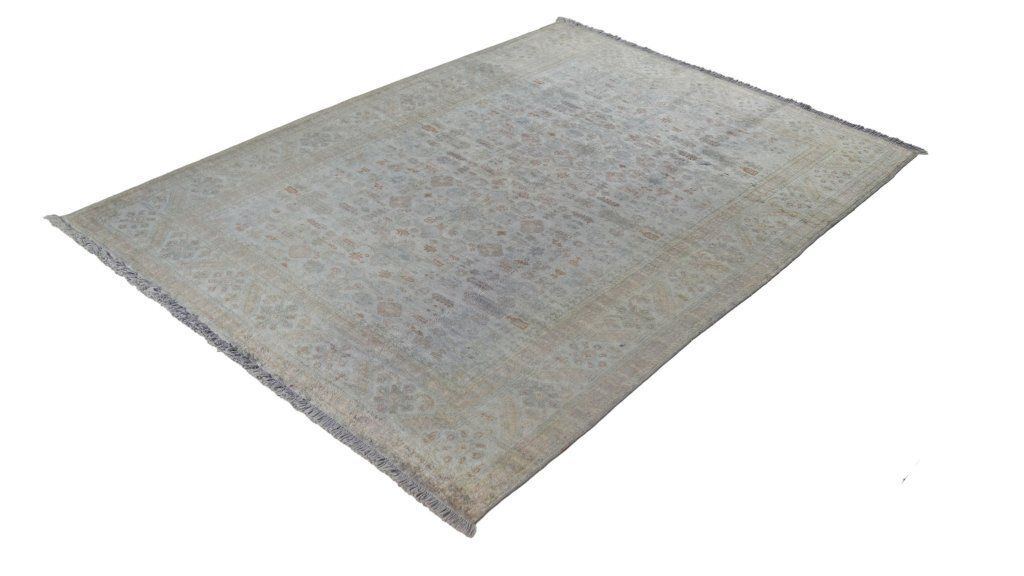 Mid Century Turkish Kayseri Silk Rug, Grey, 173 × 122cm photo for sale