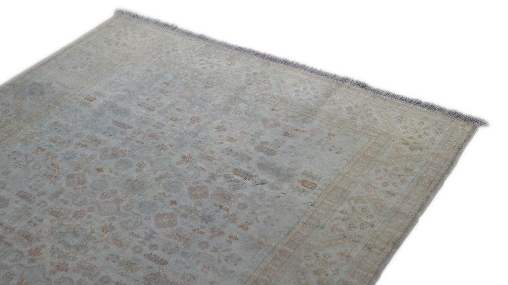 Mid Century Turkish Kayseri Silk Rug, Grey, 173 × 122cm photo Textiles
