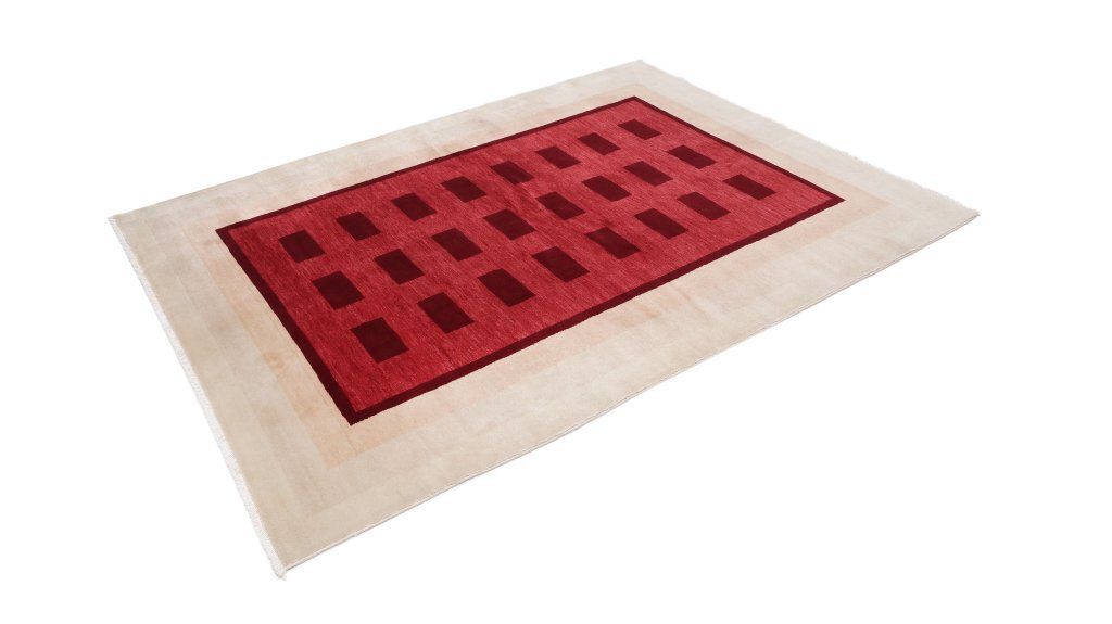Vintage Egyptisch Gabbeh-stijl vloerkleed, rood, 236 × 175 cm, ca. jaren 1980 photo for sale