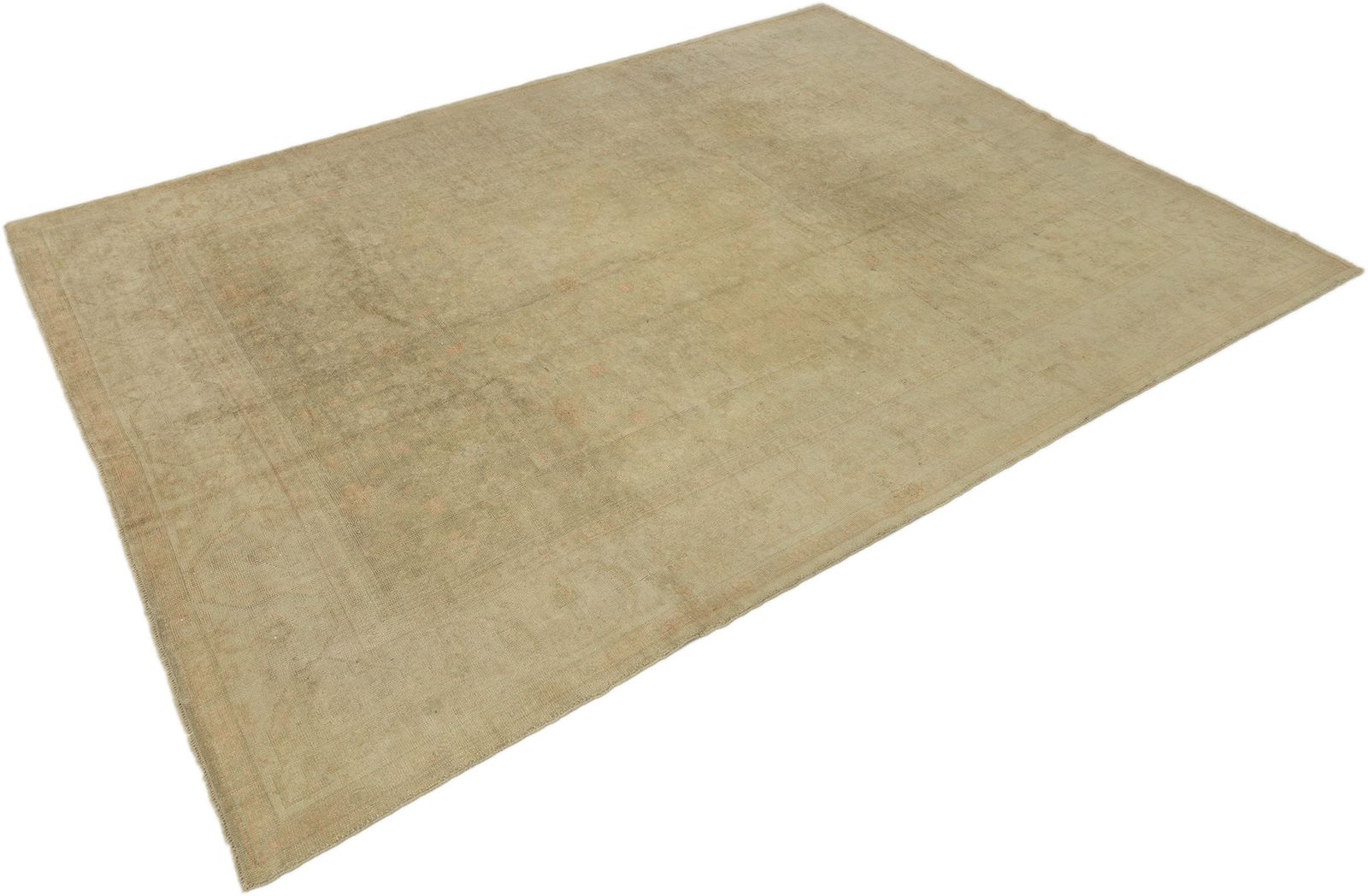 Antiek Turks Oushak tapijt, beige, 340 × 258 cm, ca. 1900s photo for sale