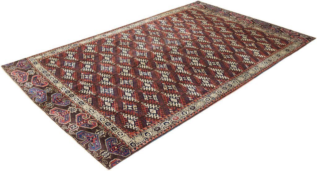 Antiek Yomut Tribaal Tapijt, Bruin, 330 × 202 cm, 19e eeuw photo furniture
