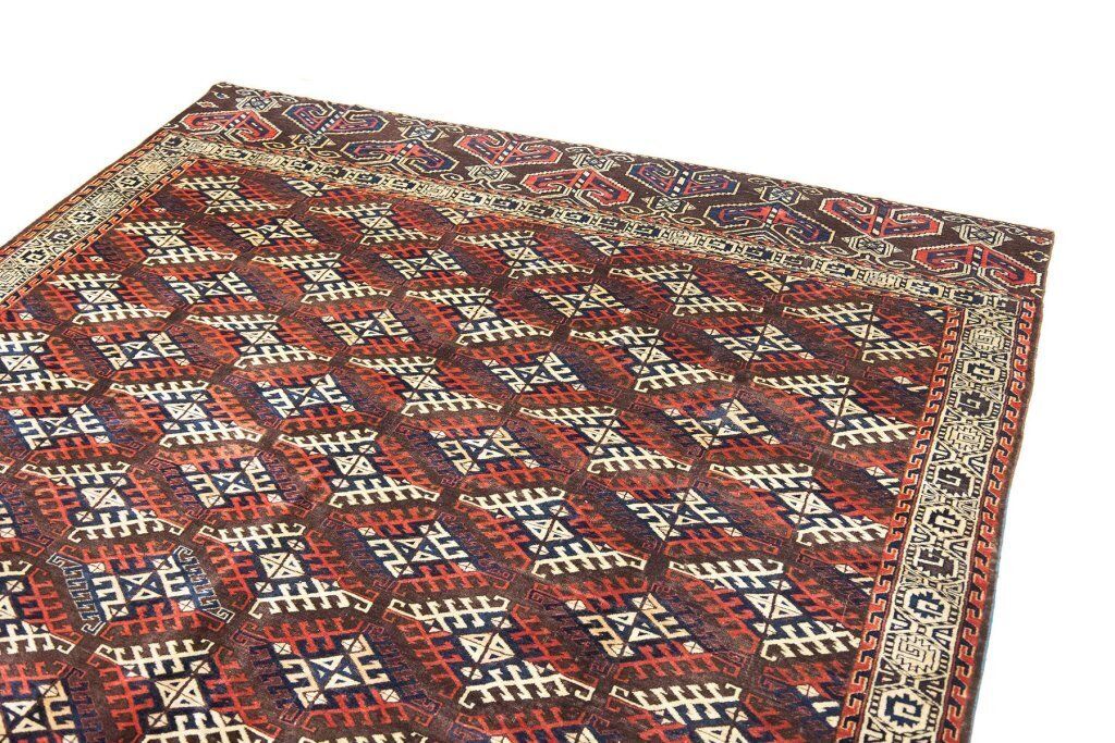 Antiek Yomut Tribaal Tapijt, Bruin, 330 × 202 cm, 19e eeuw photo vinterior