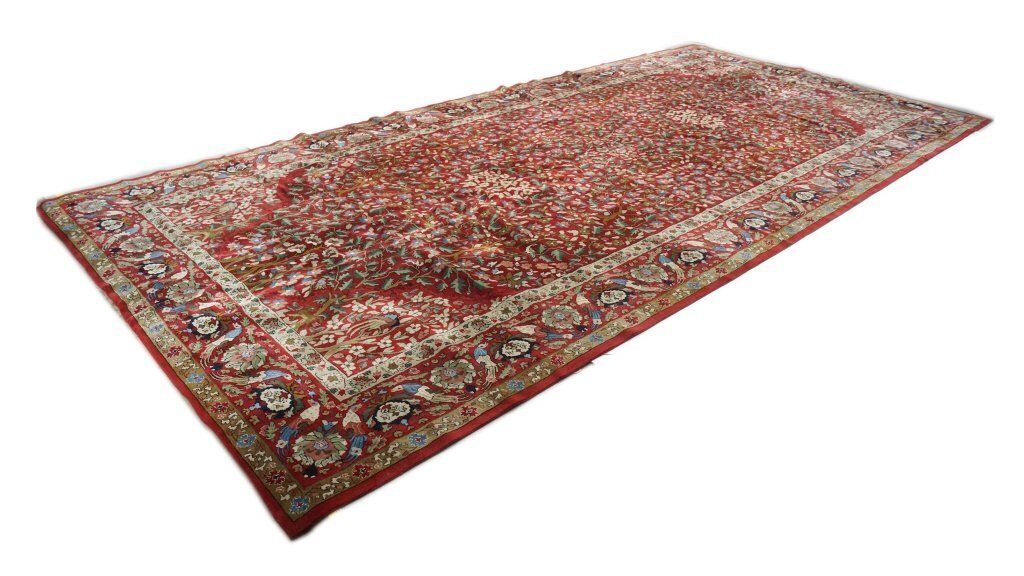 Semi Antiek Duits Tefzet Tapijt, Rood, 723 × 349 cm, ca. jaren 1930 photo furniture