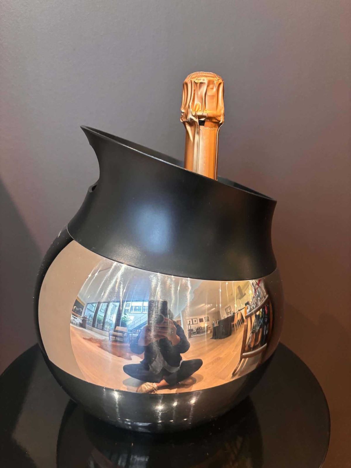 Seau à champagne vintage BergHOFF Zeno en acier inoxydable 18/10, design belge par Frederik Aerts photo vinterior