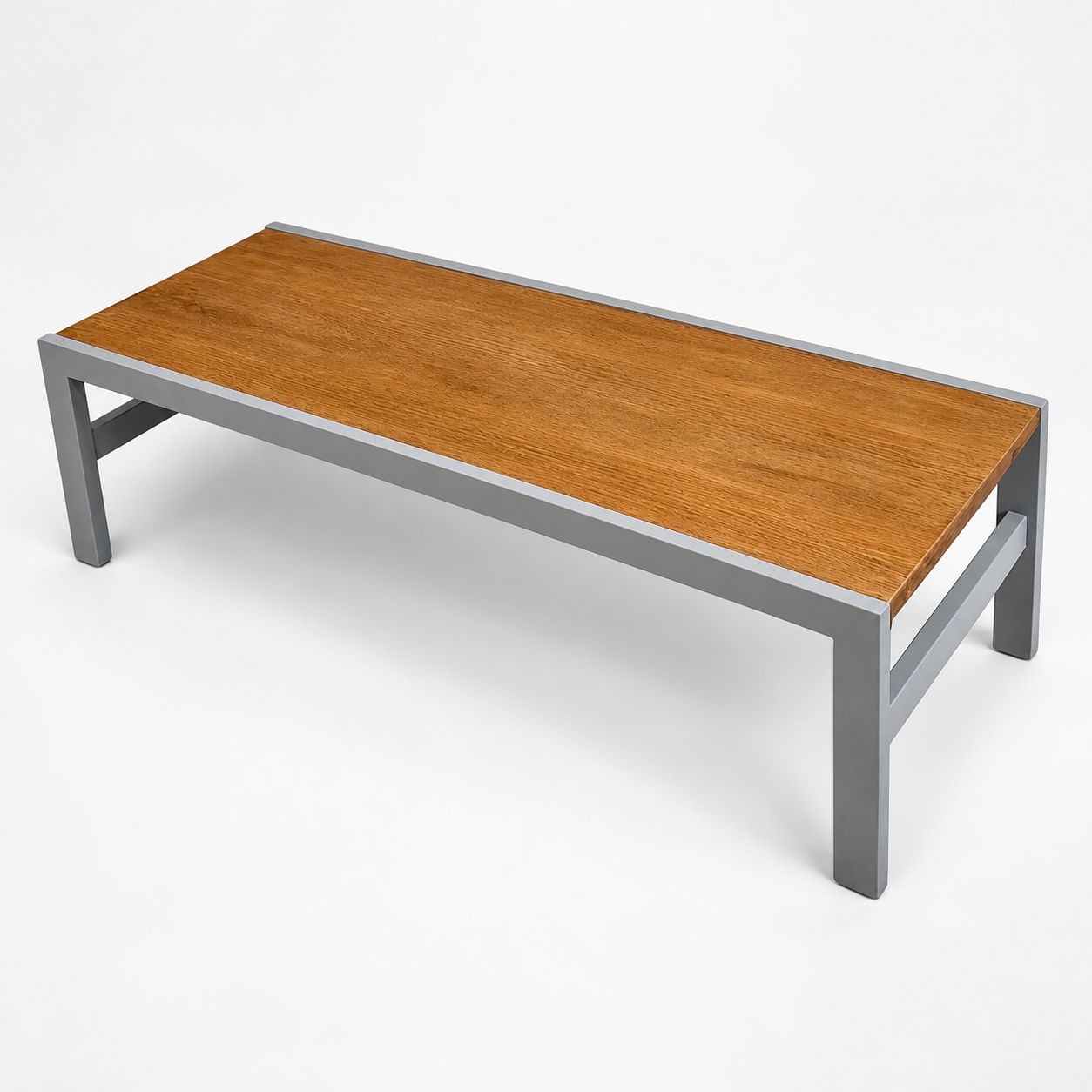 Upcycled Grey And Oak Modern Industrial Style Coffee Table 4ft photo furniture