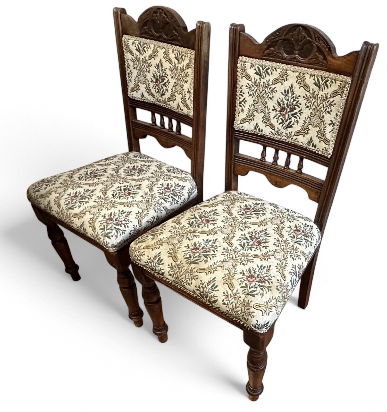 Antique Pair Of Hardwood Edwardian Low Chairs Hall Way Chairs Occasional photo furniture