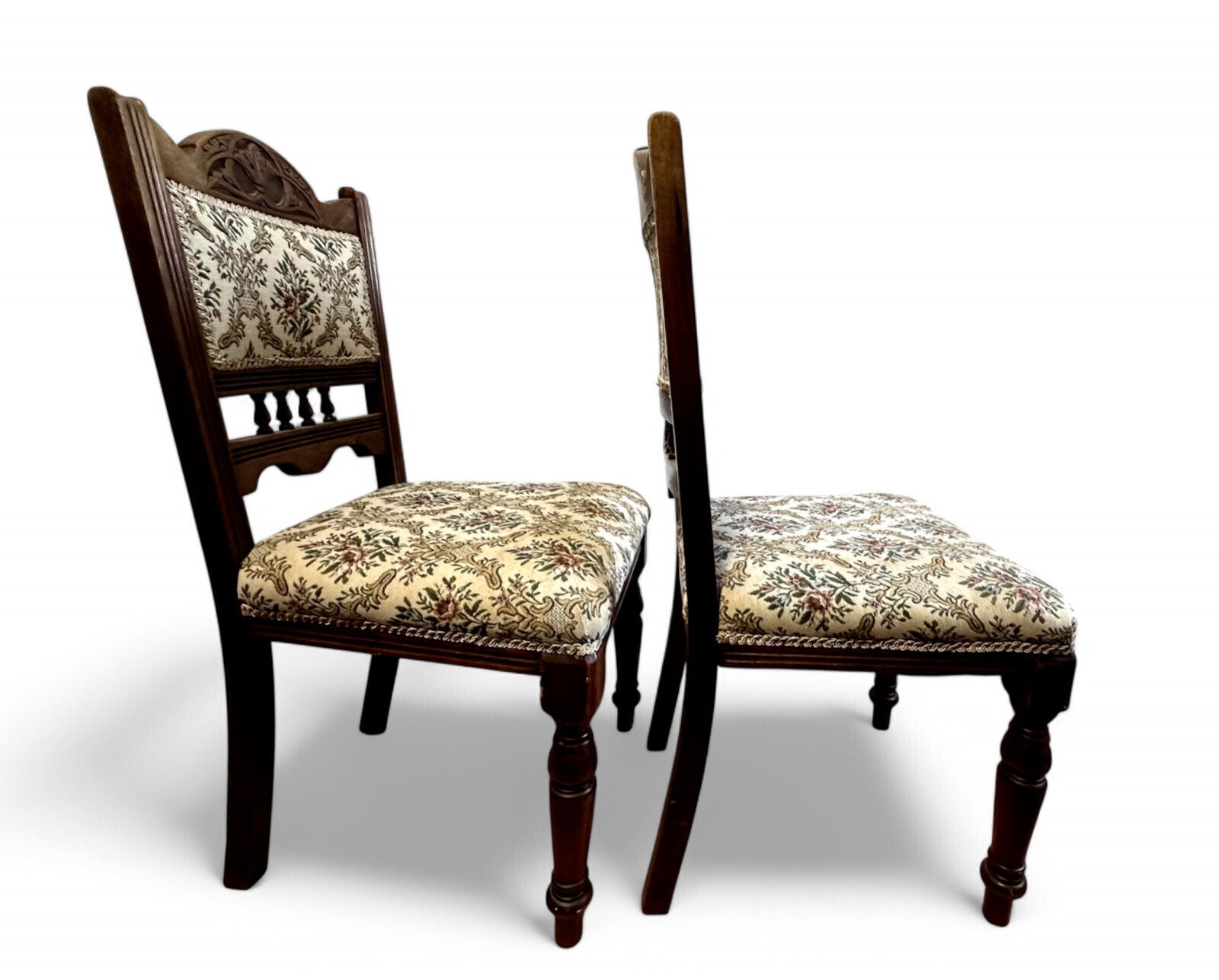 Antique Pair Of Hardwood Edwardian Low Chairs Hall Way Chairs Occasional photo 250.0