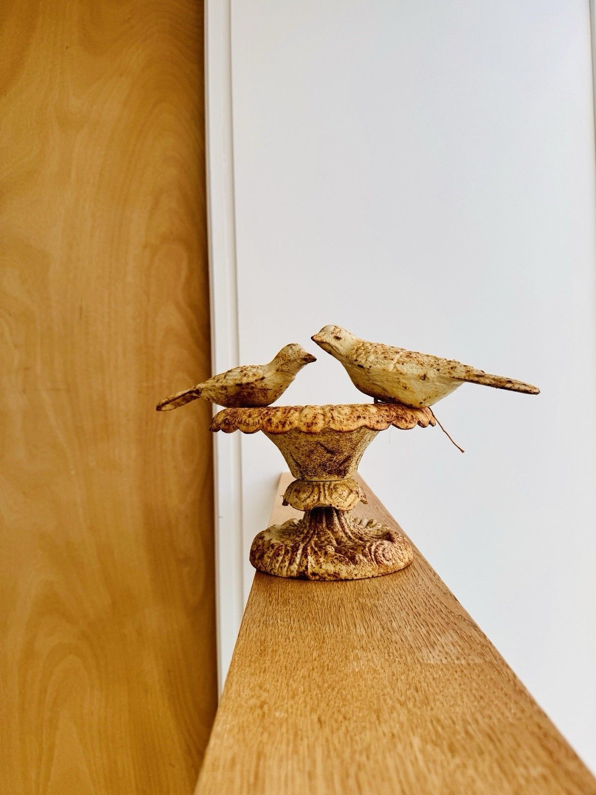 Vintage Heavy Cast Iron Bird Bath / Feeder, Aged Patina photo furniture