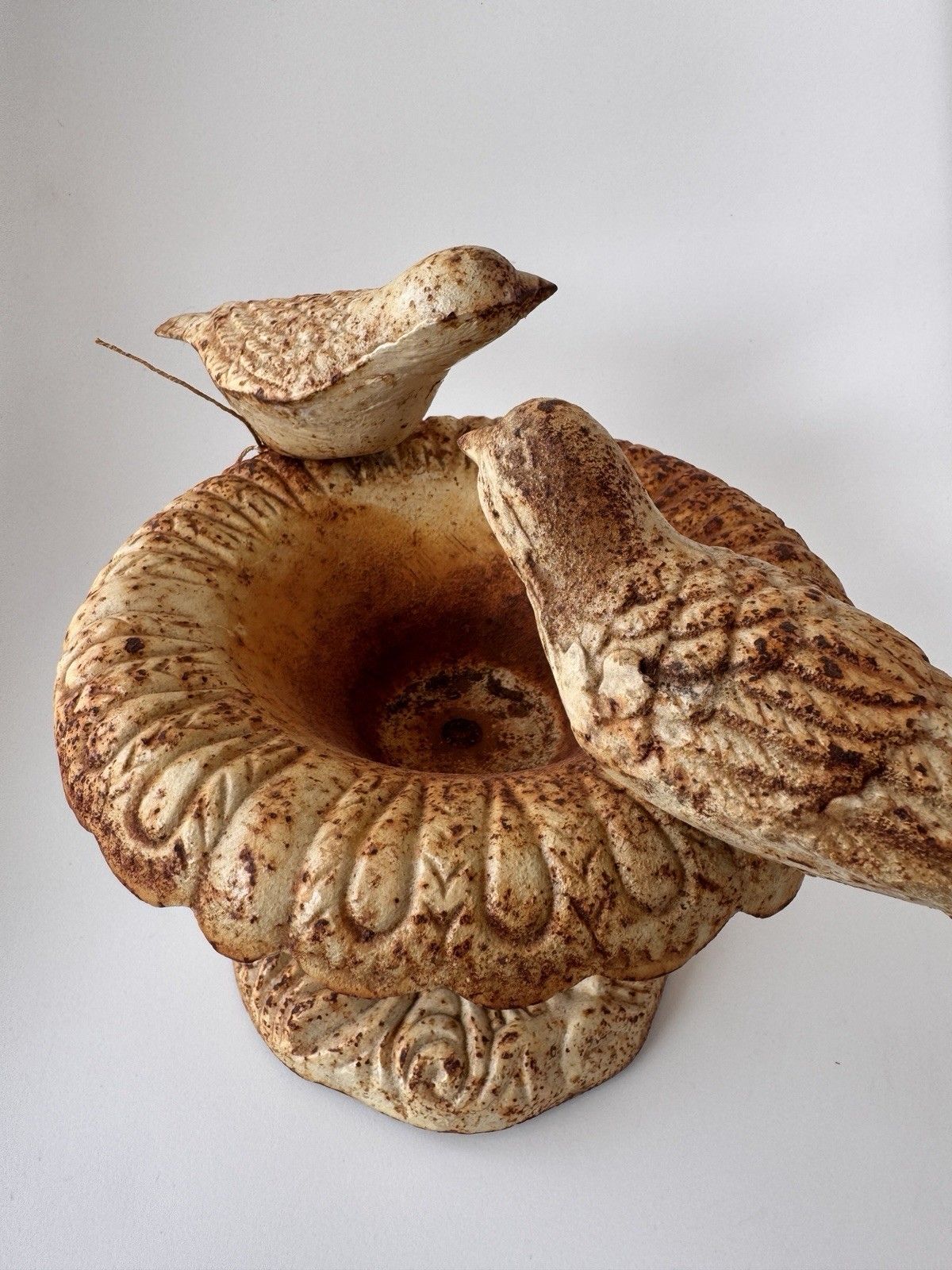 Vintage Heavy Cast Iron Bird Bath / Feeder, Aged Patina photo buy