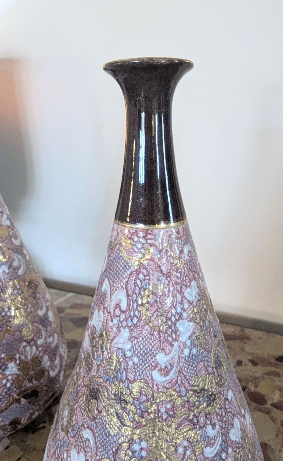 Pair Late 19th Century Doulton & Slaters Patent Hand Painted Vases  0384 photo Home Decor