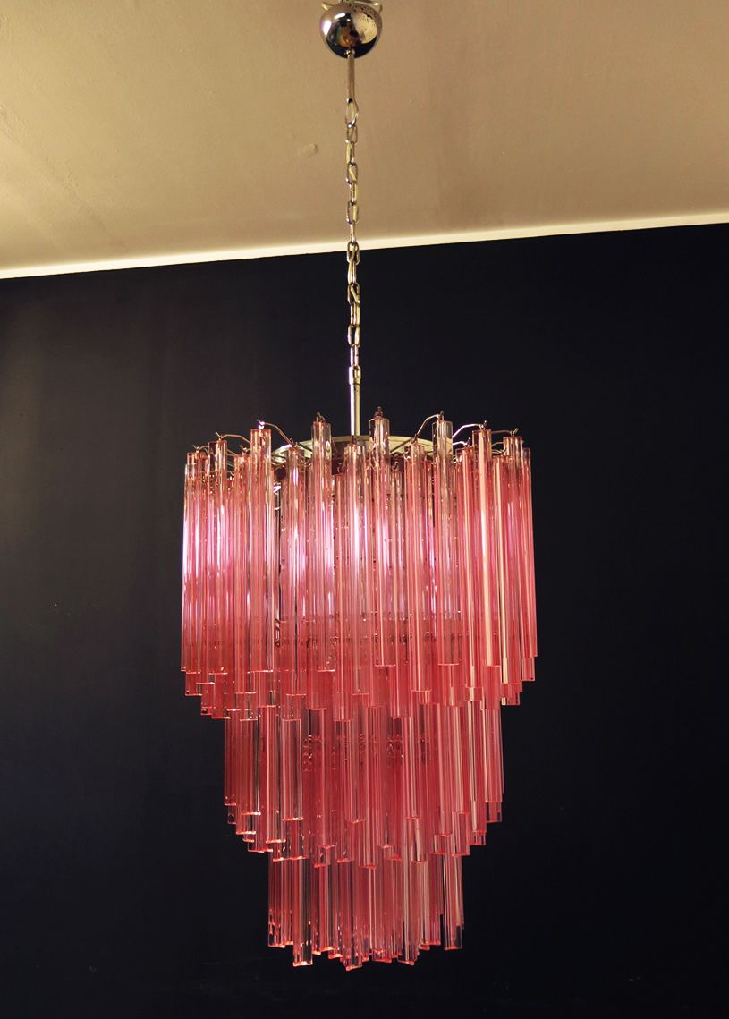Huge Murano Chandelier Pink Triedri – 184 Prism   Mariangela Model photo furniture