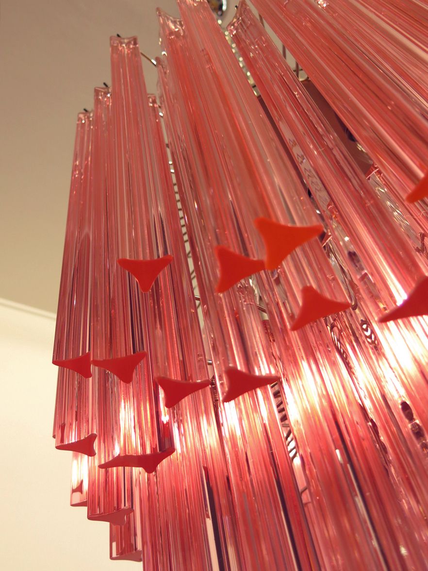 photo furniture Huge Murano Chandelier Pink Triedri – 184 Prism   Mariangela Model
