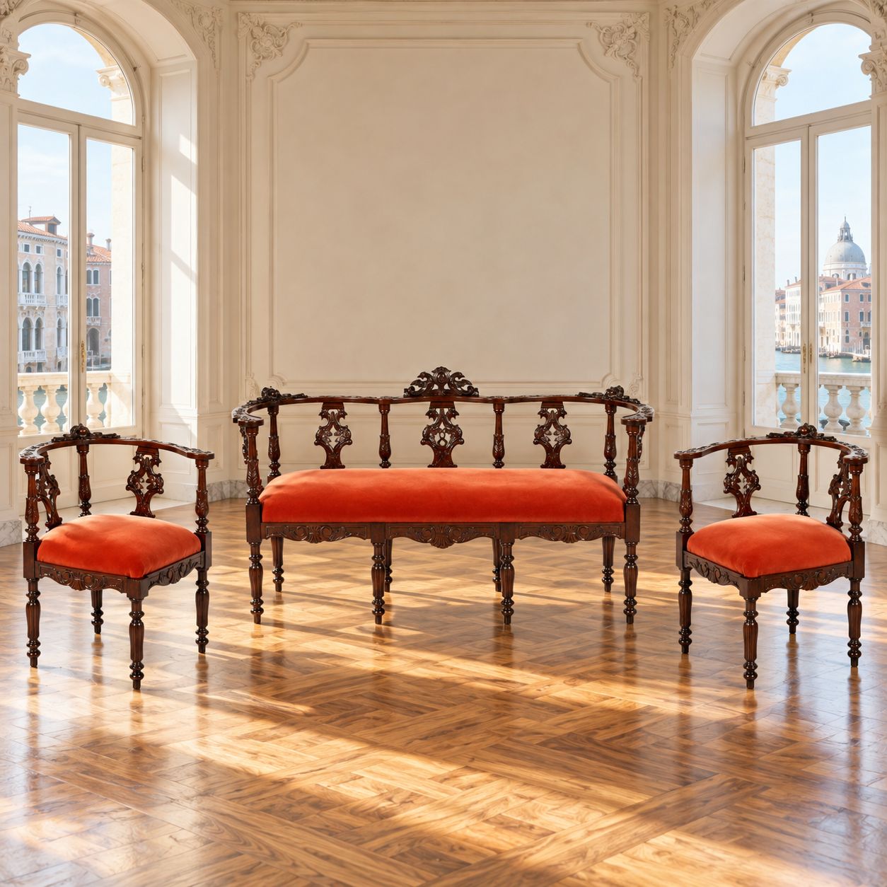 Venetian Salon Suite Sofa & Archairs By Vincenzo Cadorin Atelier For Fratelli Testolini photo vinterior
