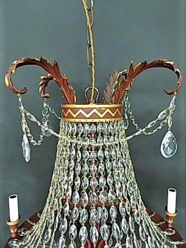 Metal & Crystal Tole Chandelier photo 2300.0