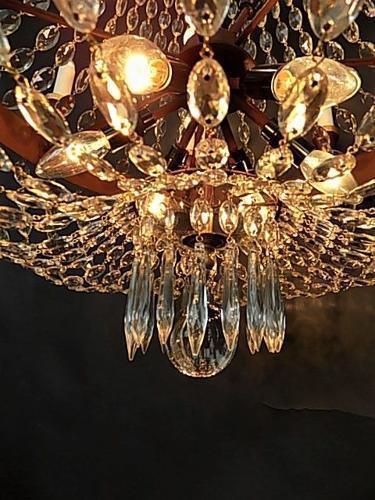 Metal & Crystal Tole Chandelier photo vinterior