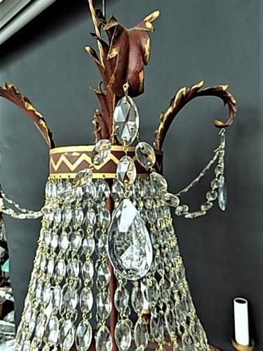 Metal & Crystal Tole Chandelier photo buy